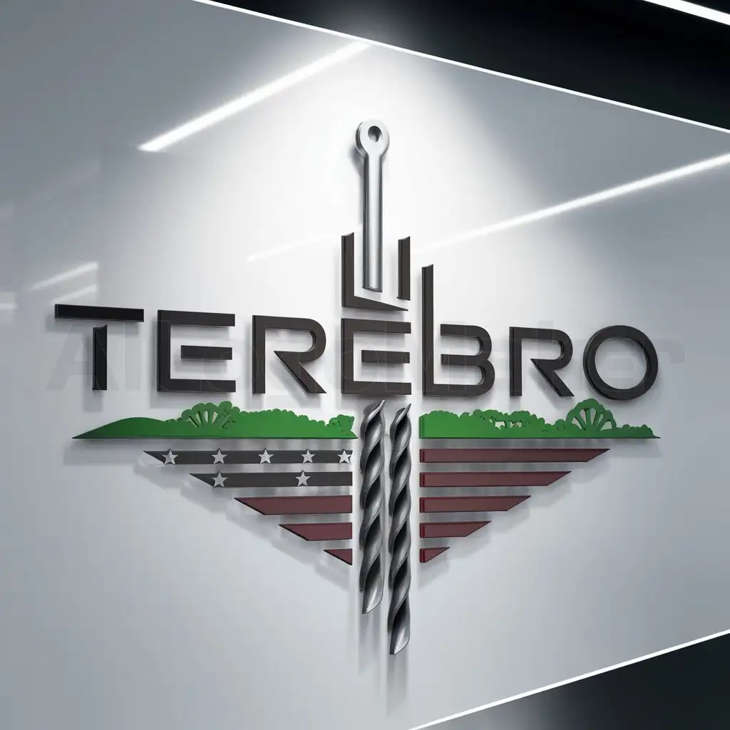 a logo design,with the text "Terebro", main symbol:drill earth soil land america,Moderate,be used in Construction industry,clear background