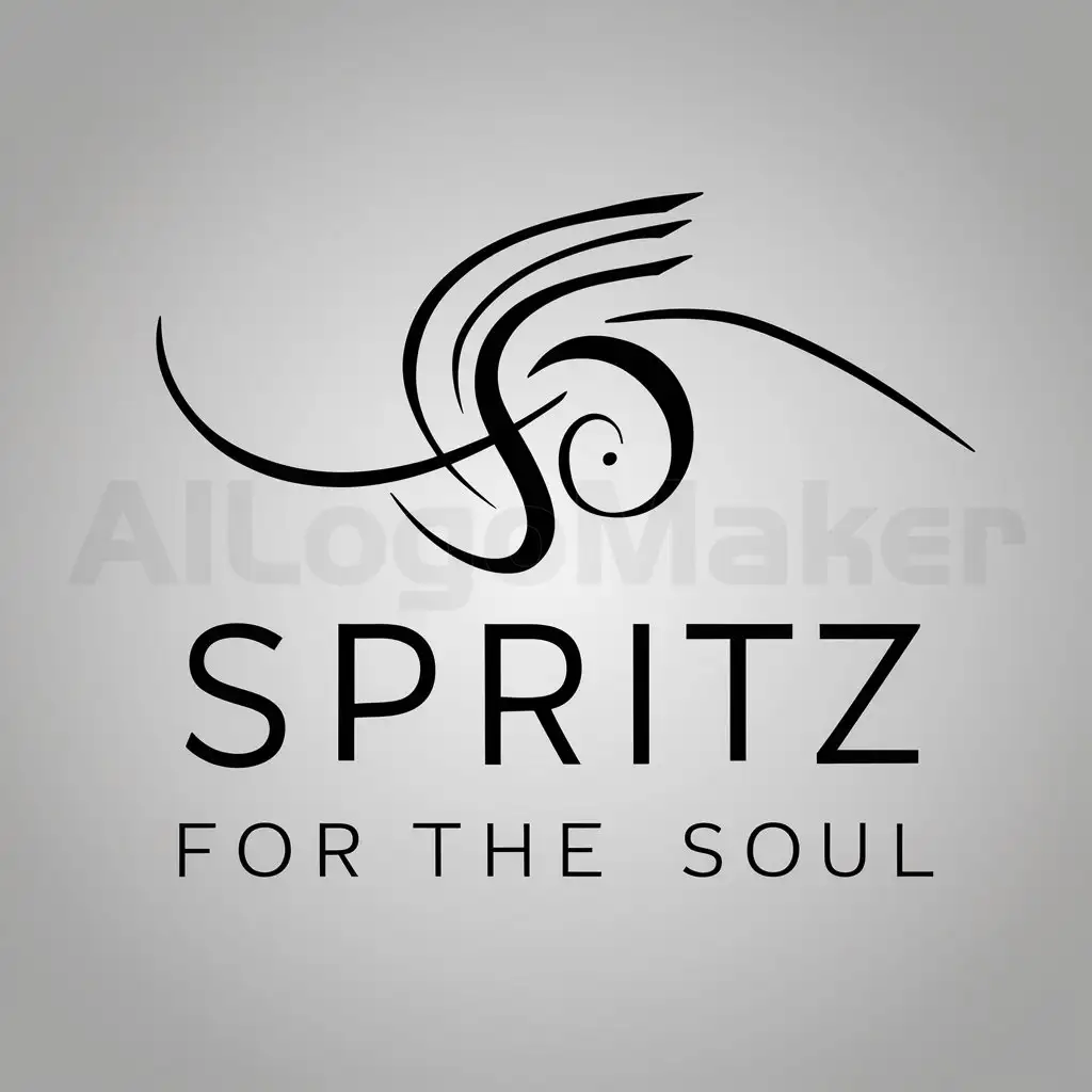 a logo design,with the text "Spritz for the Soul", main symbol:Mystic, feminine, artistic designs/ lines, flow. Make this professional while unique and feminine. make sure it stands out. when creating this logo, make it a logo that are black and white and can be easily embroidered on a hat, shirt and other merchandise.  i want this to feel light, fresh, classy, flow visually.,Moderate,clear background