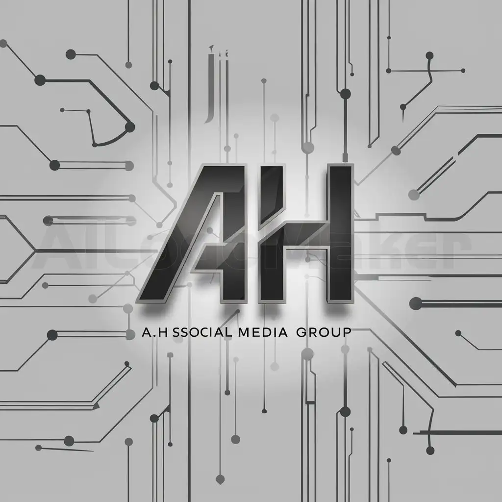 a logo design,with the text "A.H Social Media Group", main symbol:AH,complex,clear background