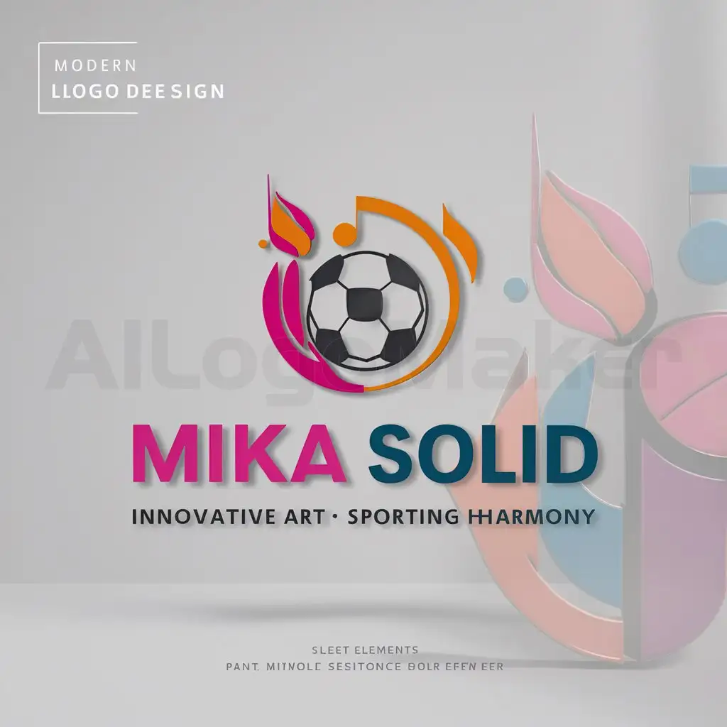 a logo design,with the text "Mika solid", main symbol:Design a minimalist logo for RS Mitra Keluarga that symbolizes innovative art, sporting harmony, and sleek elegance. Use the colors pink, blue, and orange to maintain visual consistency. The design should be simple, elegant, and adaptable for both digital and print media.,Moderate,clear background