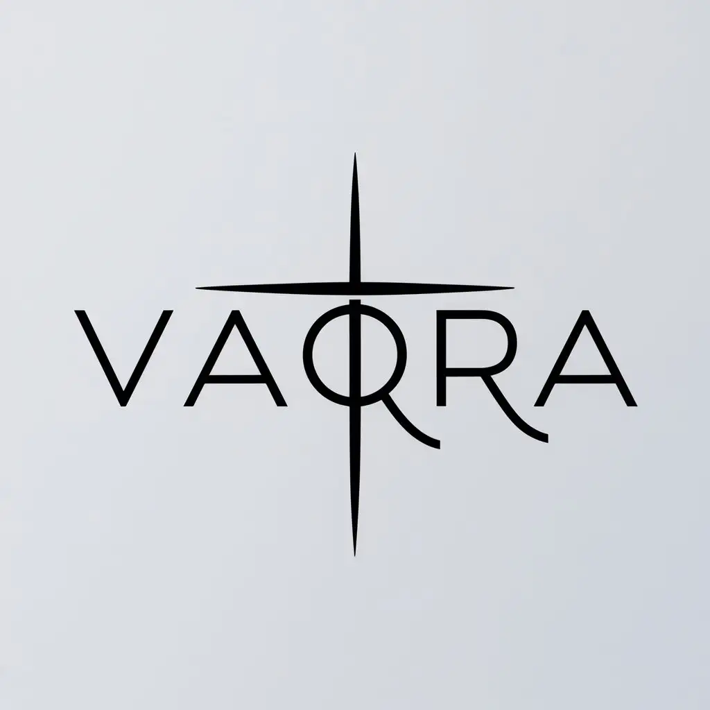 a logo design,with the text "Vaqra", main symbol:cross,Minimalistic,clear background