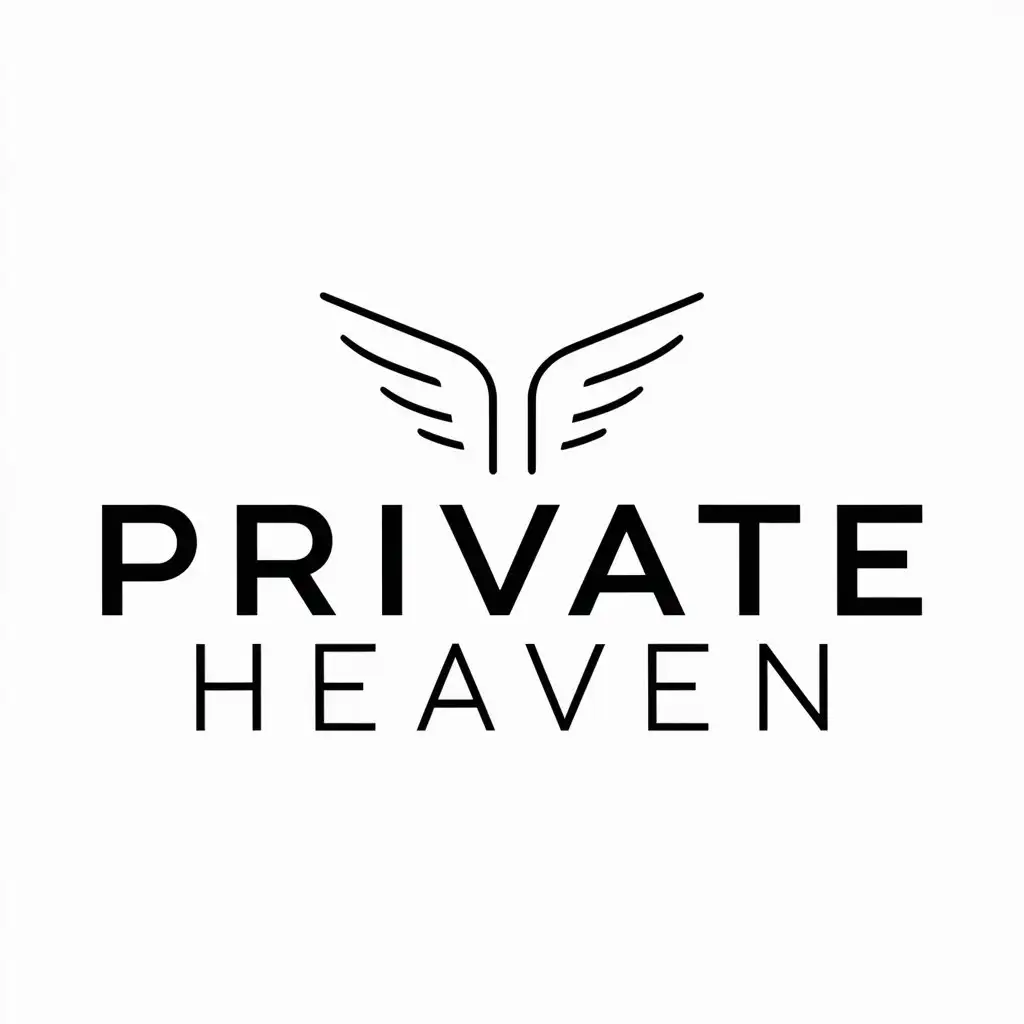 a logo design,with the text "Private Heaven", main symbol:wings,Minimalistic,be used in Sports Fitness industry,clear background