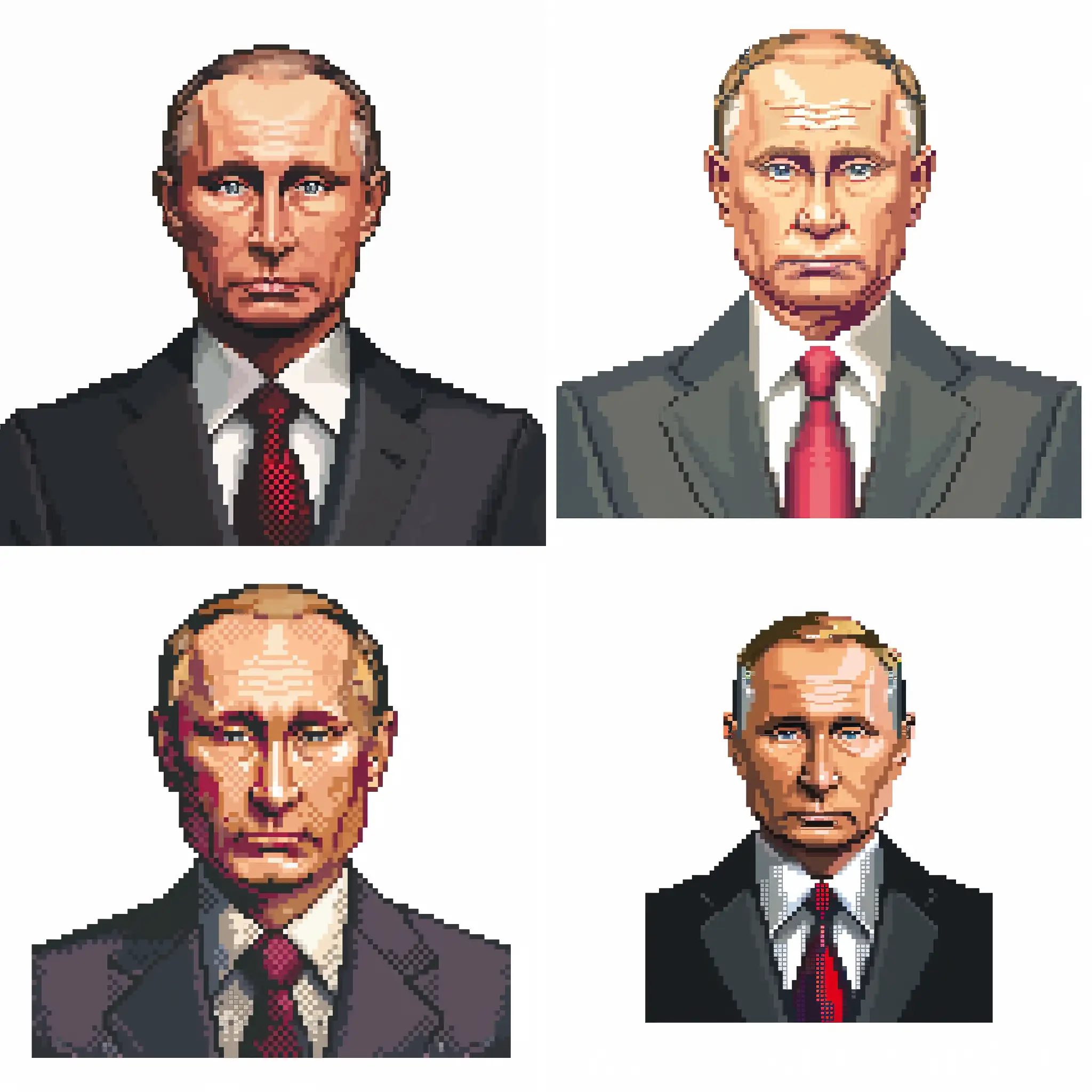Владимир Путин в 2d игре Pixel style, белый задний фон