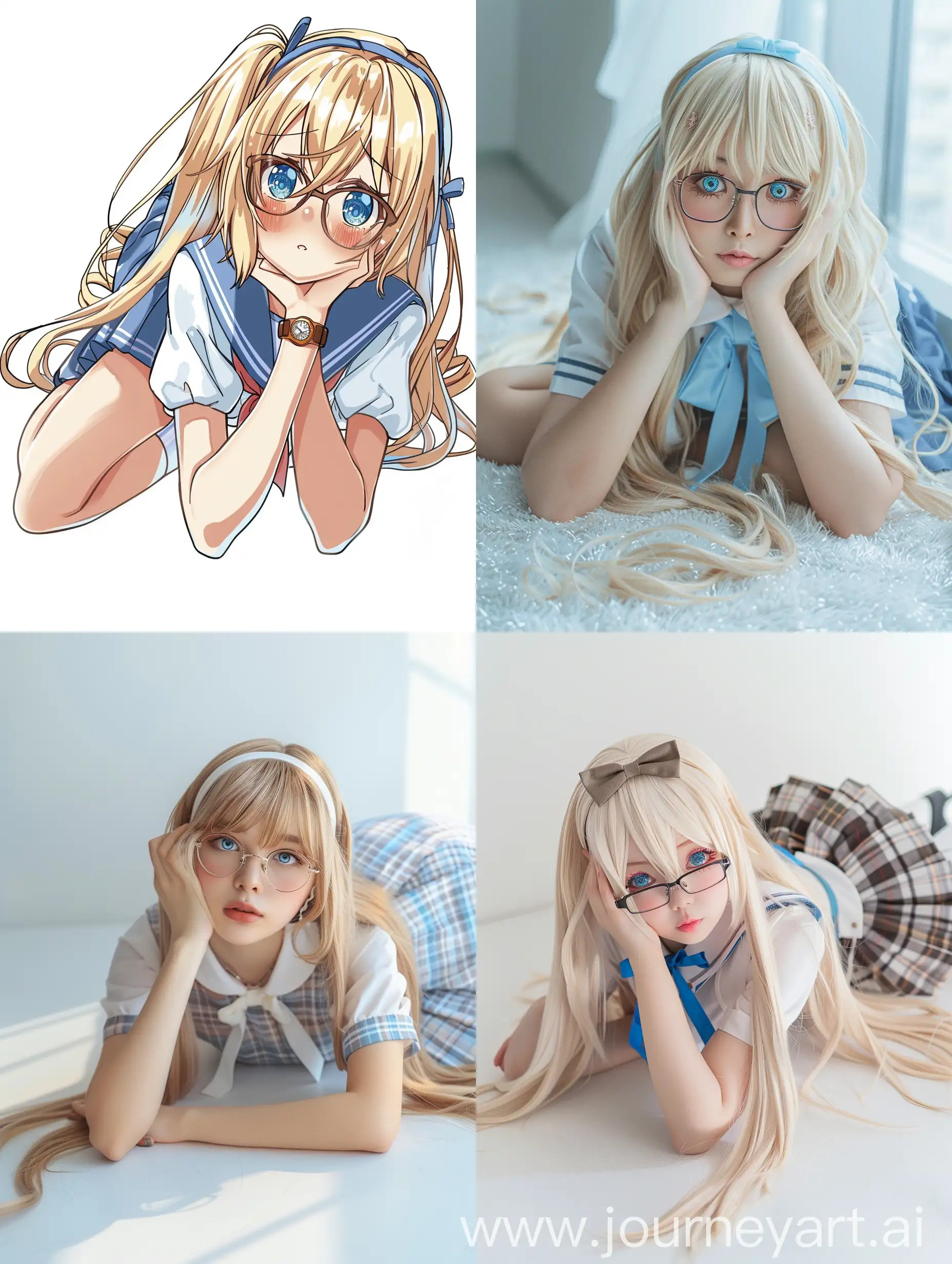 Kawaii-Girl-with-Long-Blonde-Hair-in-School-Uniform-and-Glasses