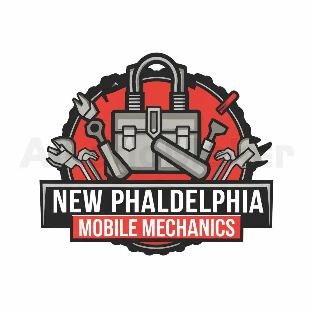 a logo design,with the text "New Philadelphia Mobile Mechanics LLC", main symbol:Large tool bag,complex,be used in Mechanic industry,clear background