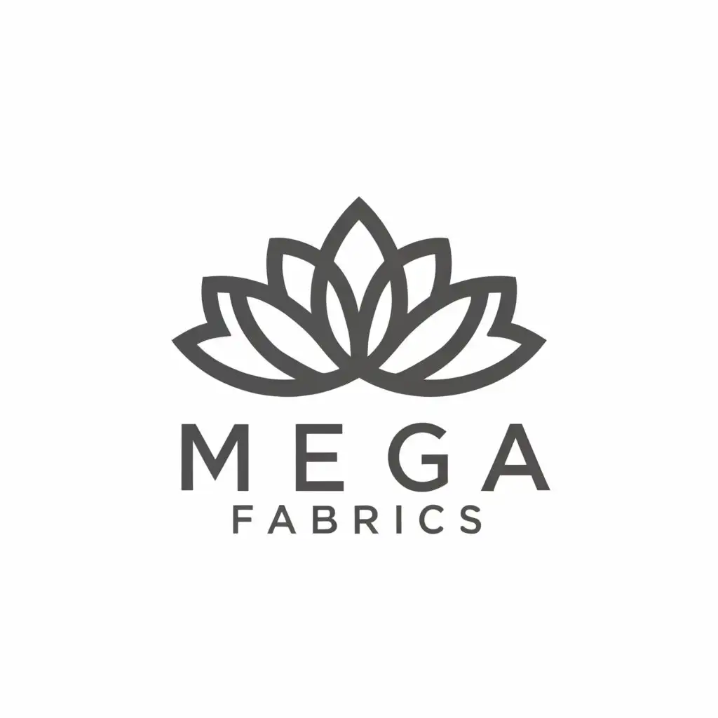 a logo design,with the text "Mega Fabrics", main symbol:Lotus,Minimalistic,be used in Home Family industry,clear background