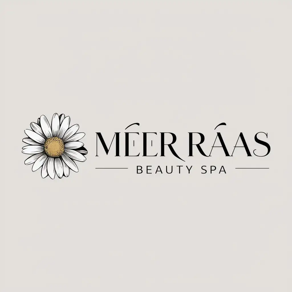 a logo design,with the text "MEER RAAS", main symbol:daisy flower,complex,be used in Beauty Spa industry,clear background