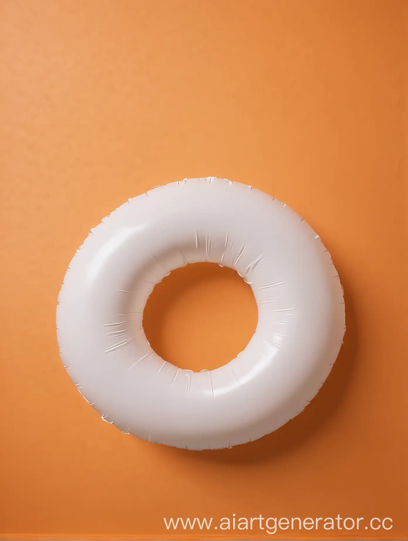 White-Inflatable-Ring-Swimming-in-Vibrant-Orange-Background
