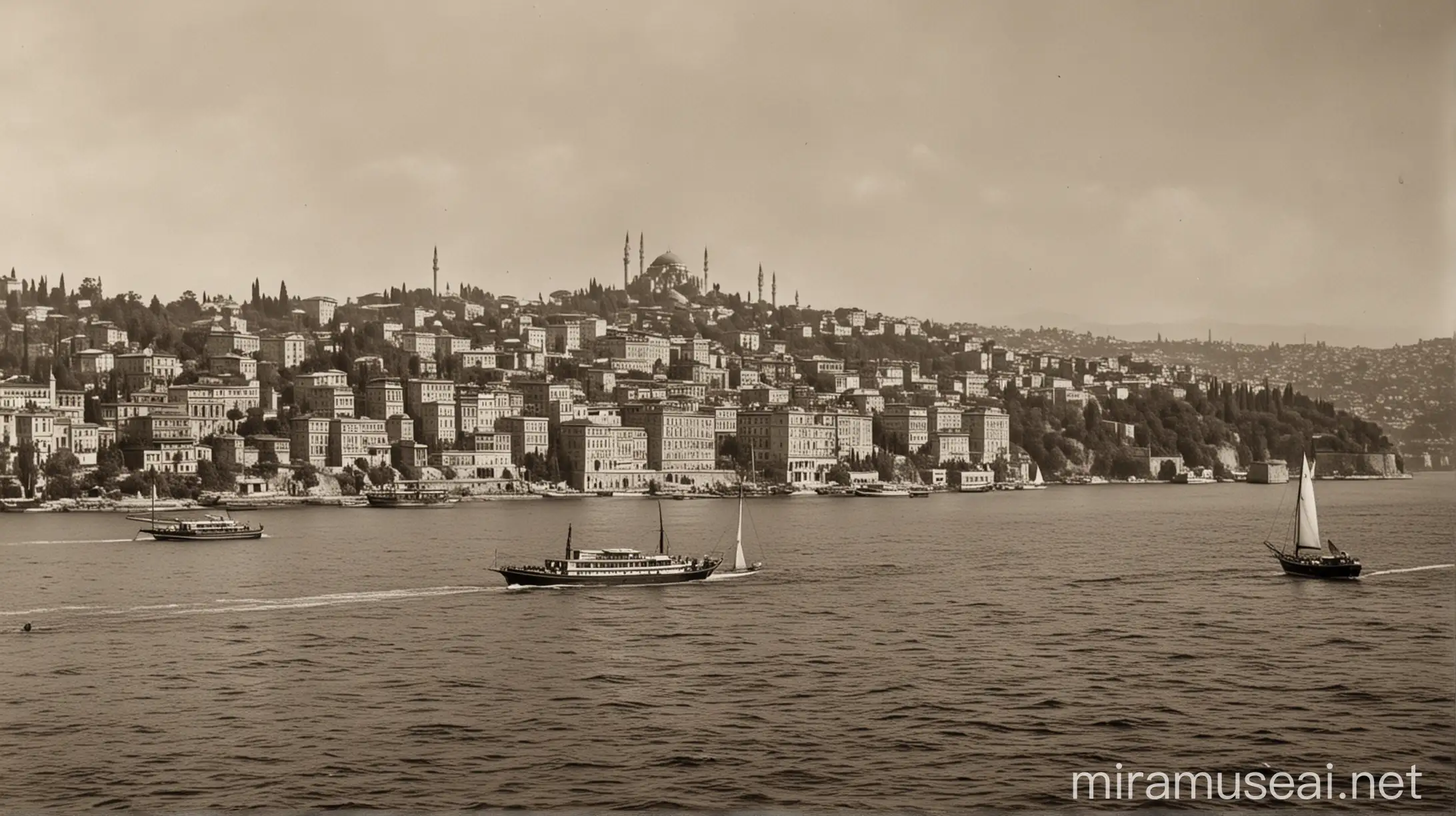 Bosphorus in 1930 Tranquil Waters and Riverside Architecture