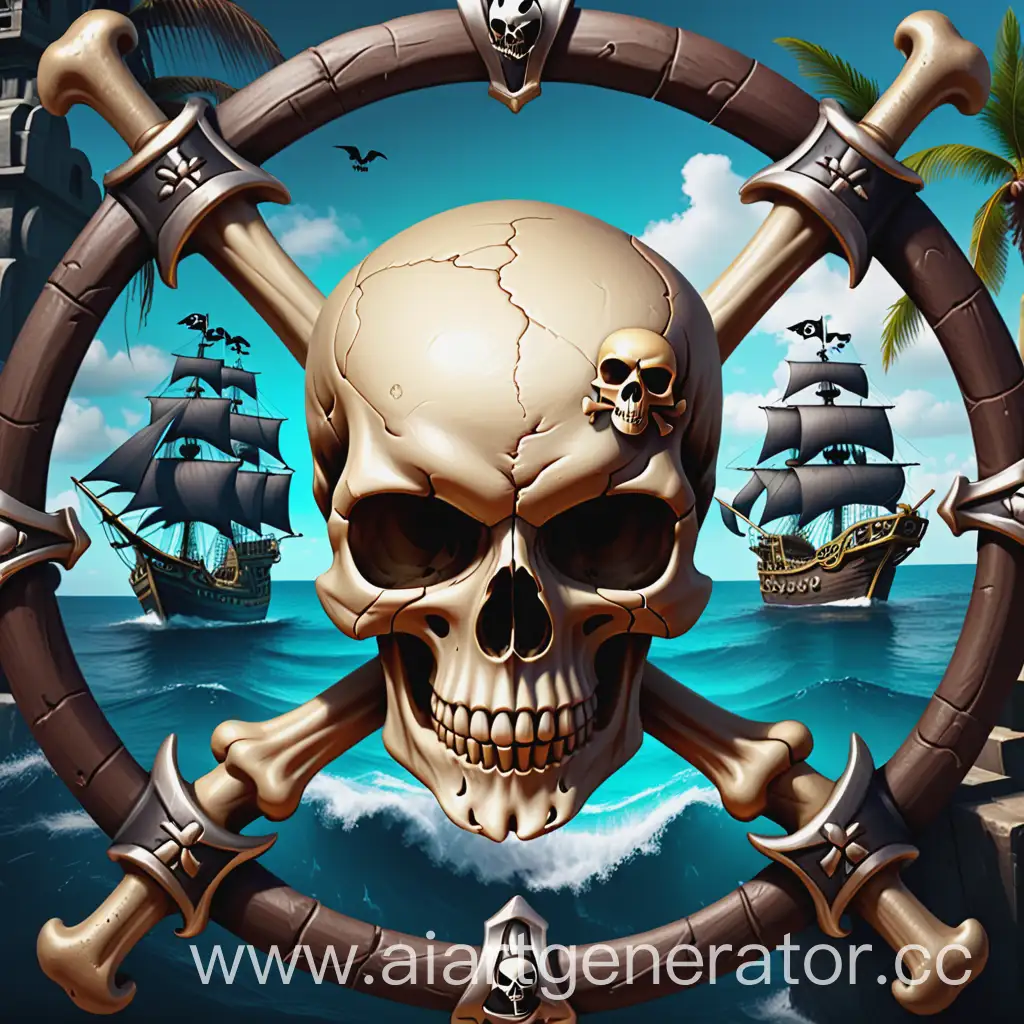 Pirate-Skull-Centerpiece-with-Caribbean-Islands-Background