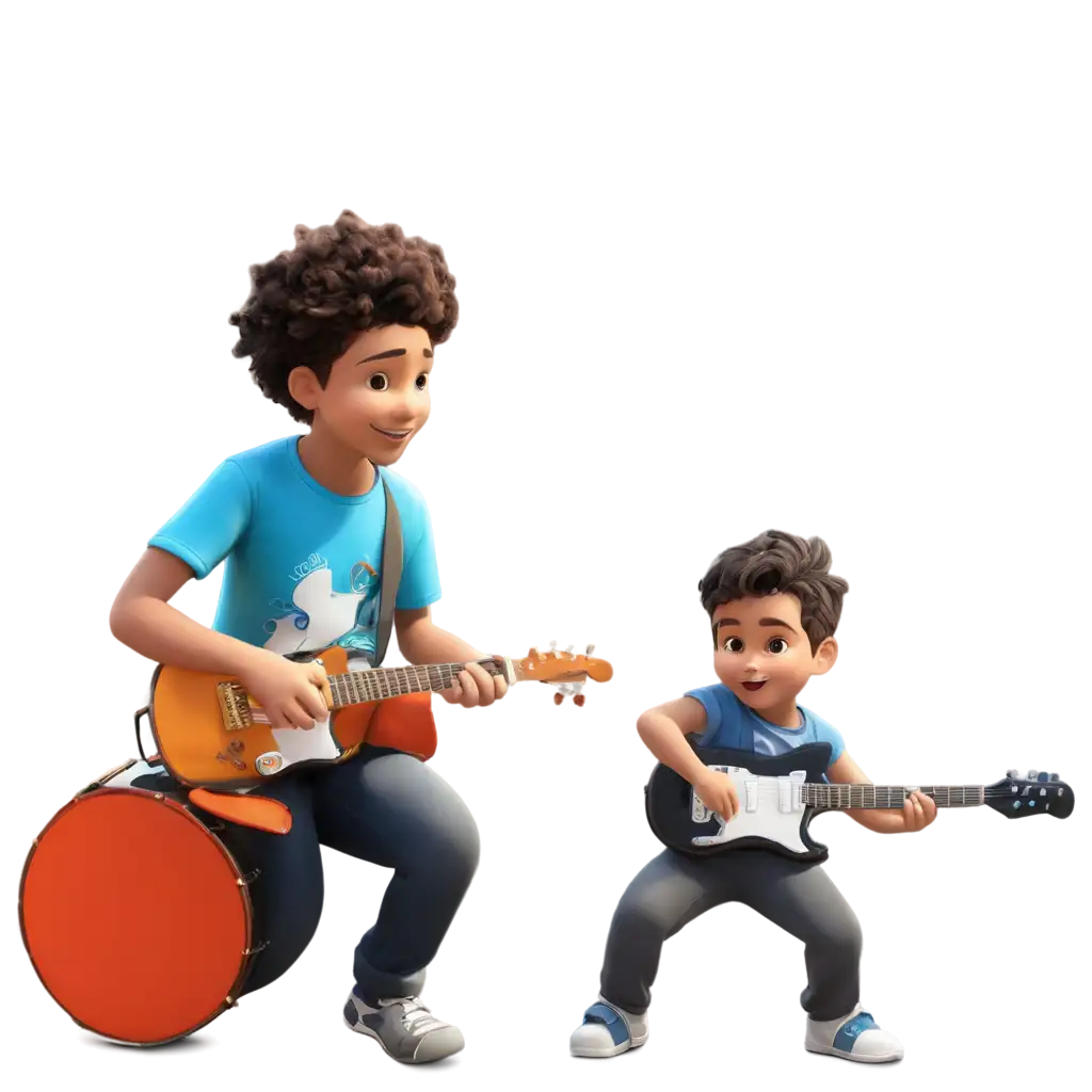 an animated pic of children play music