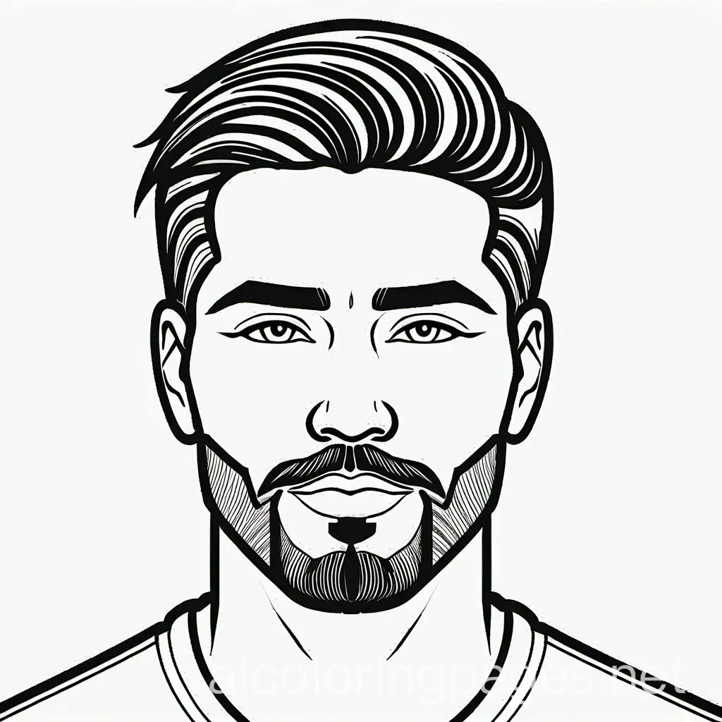 sample skitch for man's face, Coloring Page, black and white, line art, white background, Simplicity, Ample White Space. The background of the coloring page is plain white to make it easy for young children to color within the lines. The outlines of all the subjects are easy to distinguish, making it simple for kids to color without too much difficulty