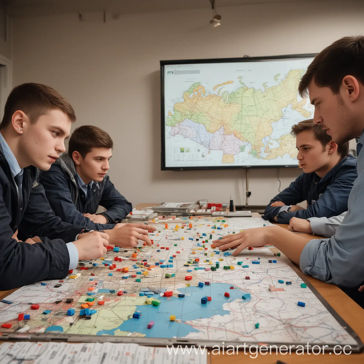 Young-Russian-Railroad-Workers-Engage-in-Strategic-Board-Game-Session