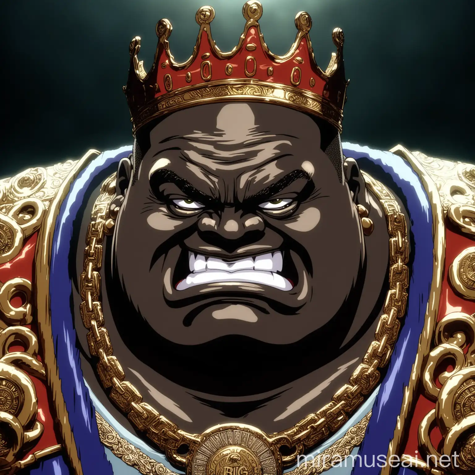 Notorious BIG in Toei Animation Style with Menacing Smile