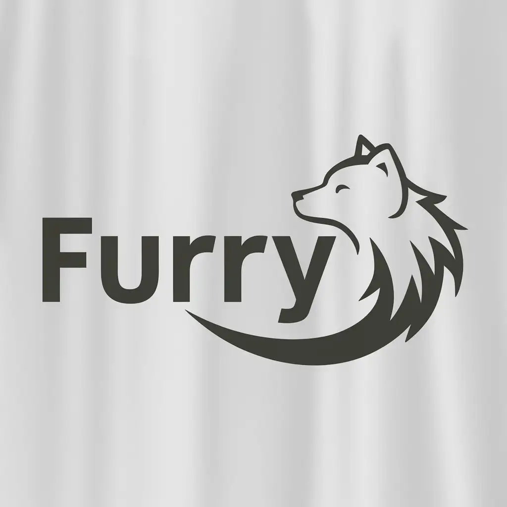 a logo design,with the text "Furry", main symbol:wolf, furry,Moderate,clear background