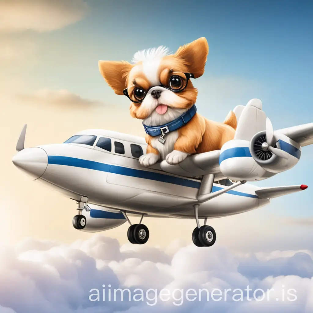 飞机上载着一只小狗
