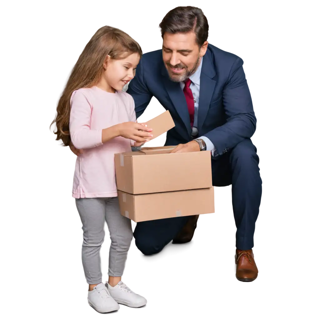 Adorable-PNG-Image-Little-Girl-Presenting-Empty-Box-to-Father