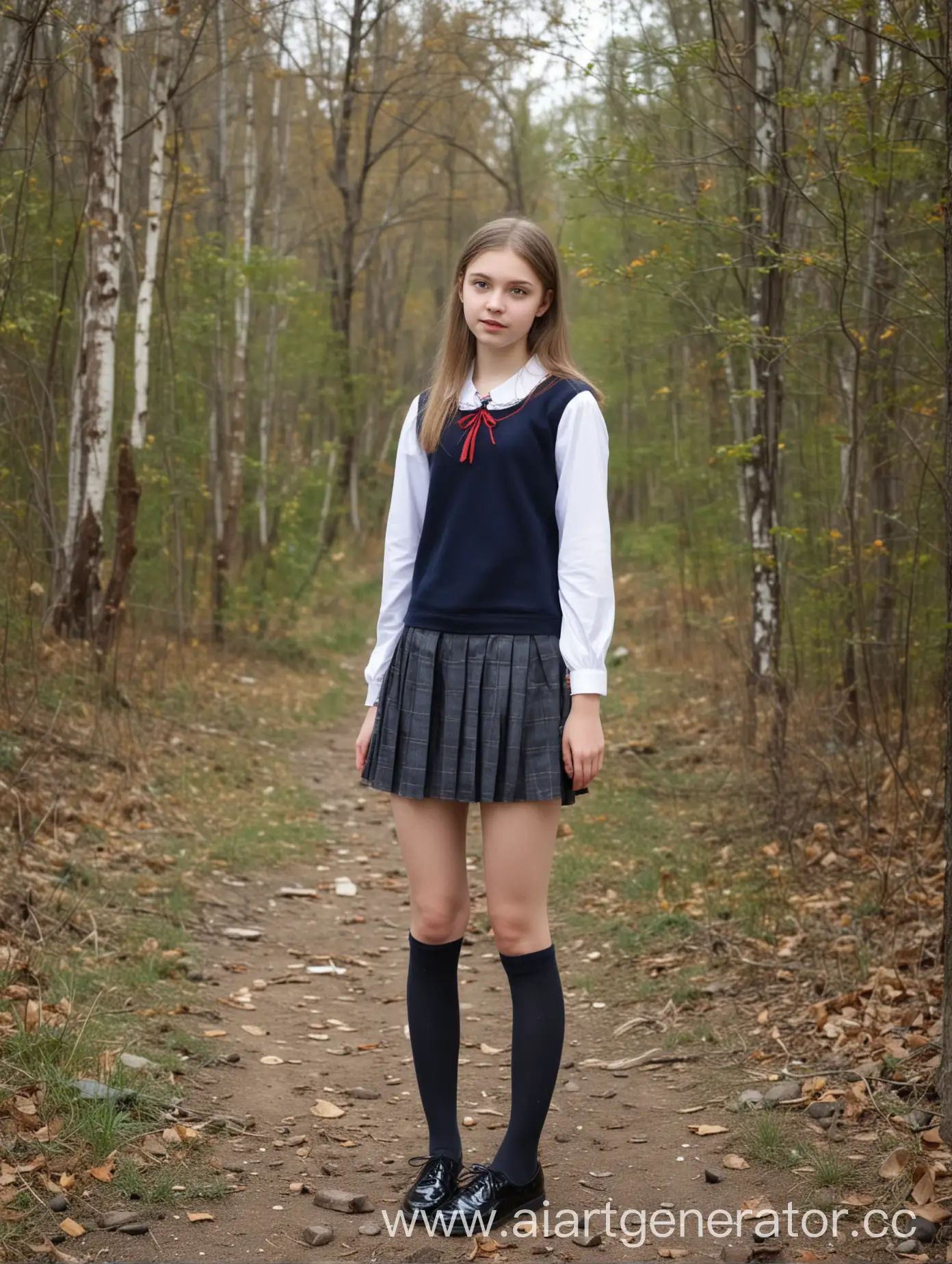 Elegant-Russian-Schoolgirl-Graduating-at-Hot-Spring-in-Sparkling-Tights