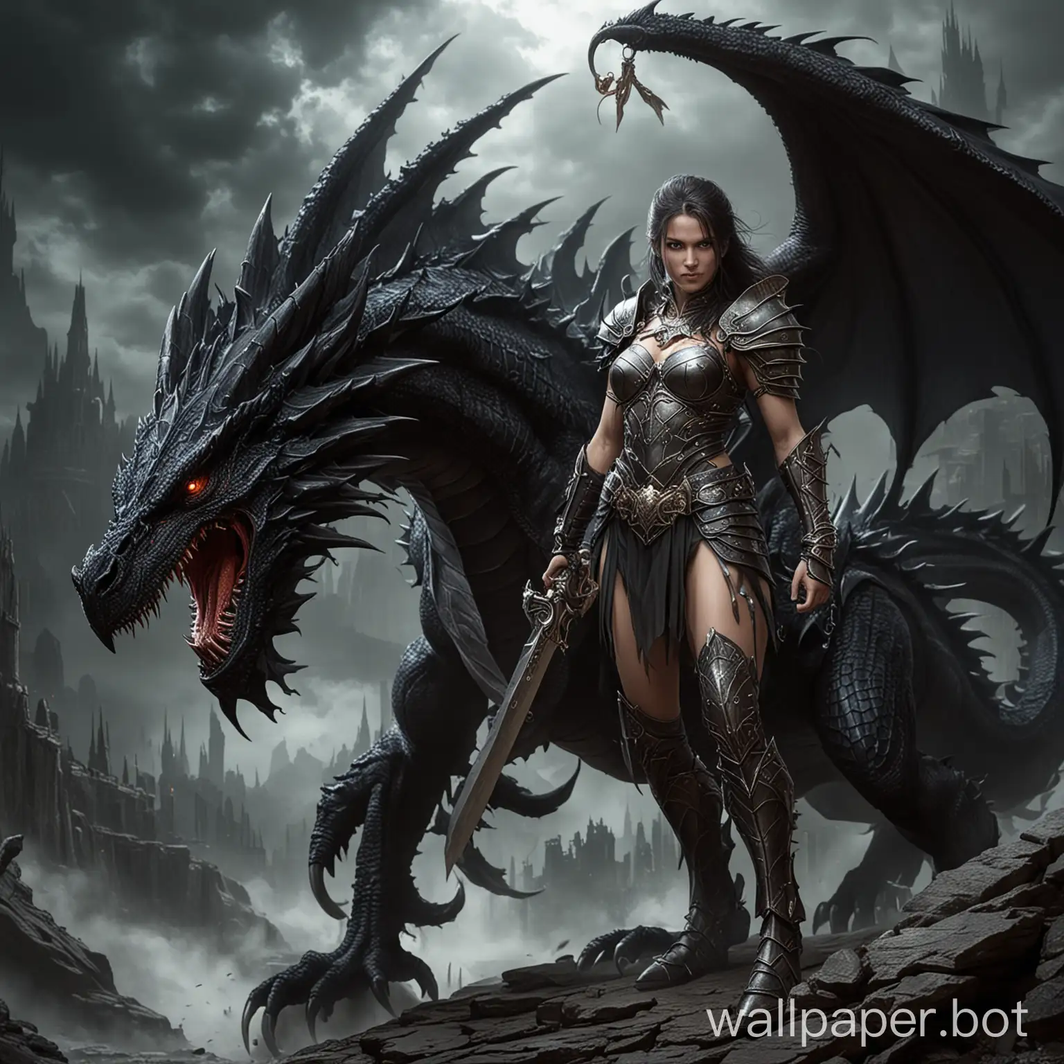 Female-Warrior-Confronting-Dark-Dragon-in-Fantasy-Battle-Scene