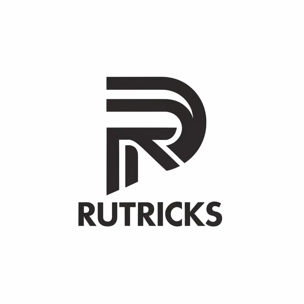 a logo design,with the text "Rutricks", main symbol:R,Moderate,be used in Rock industry,clear background