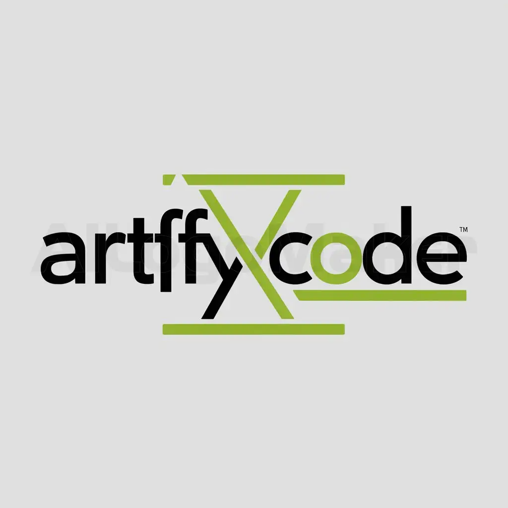 a logo design,with the text "artiffycode", main symbol:artiycode #B8FF65 with this color code,complex,be used in Technology industry,clear background