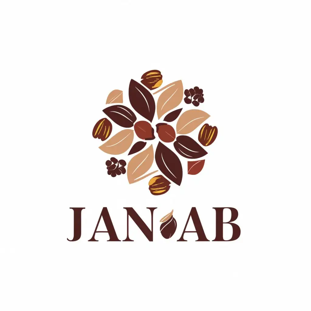 a logo design,with the text "Janab", main symbol:Gourmet nuts berries dry fruits figs almonds,Moderate,be used in Restaurant industry,clear background
