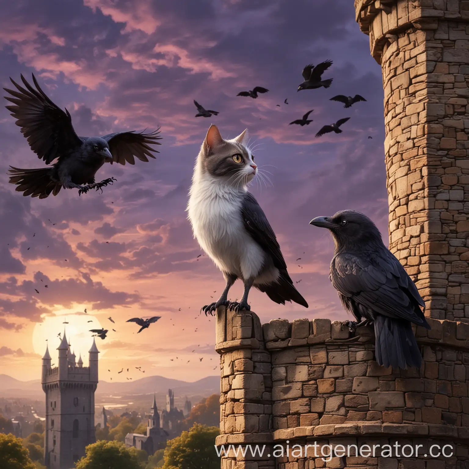 THE LITTLE CAT MEW MEW MEETS THE RAVENS IN THE TOWER
 