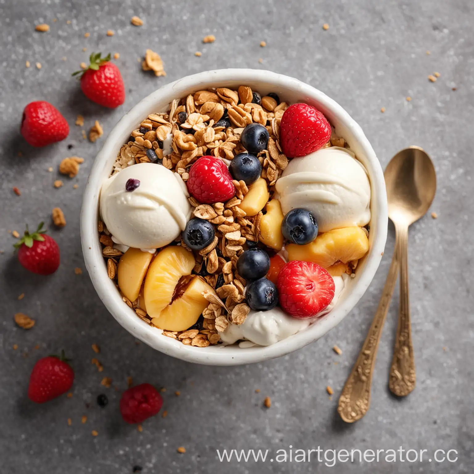 Colorful-Frozen-Yogurt-Dessert-with-Fresh-Fruits-and-Crunchy-Granola