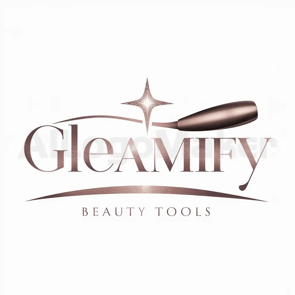 a logo design,with the text "GLEAMIFY", main symbol:I would like to design a simple logo that can be printed on a hair tool like dryer, for the brand name GLEAMIFY , the tool color is black so the logi should be in gold or rose-gold accent, and i would like to have a gleamsy effect for example a shiney sparkly above the I,Moderate,be used in Beauty Spa industry,clear background