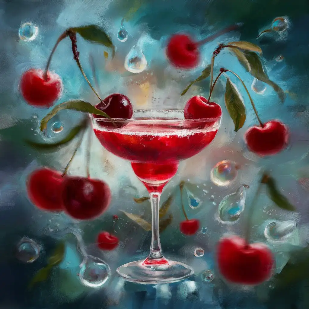 Vibrant-Cherry-Cocktail-Abstract-Splashes-and-Flying-Leaves