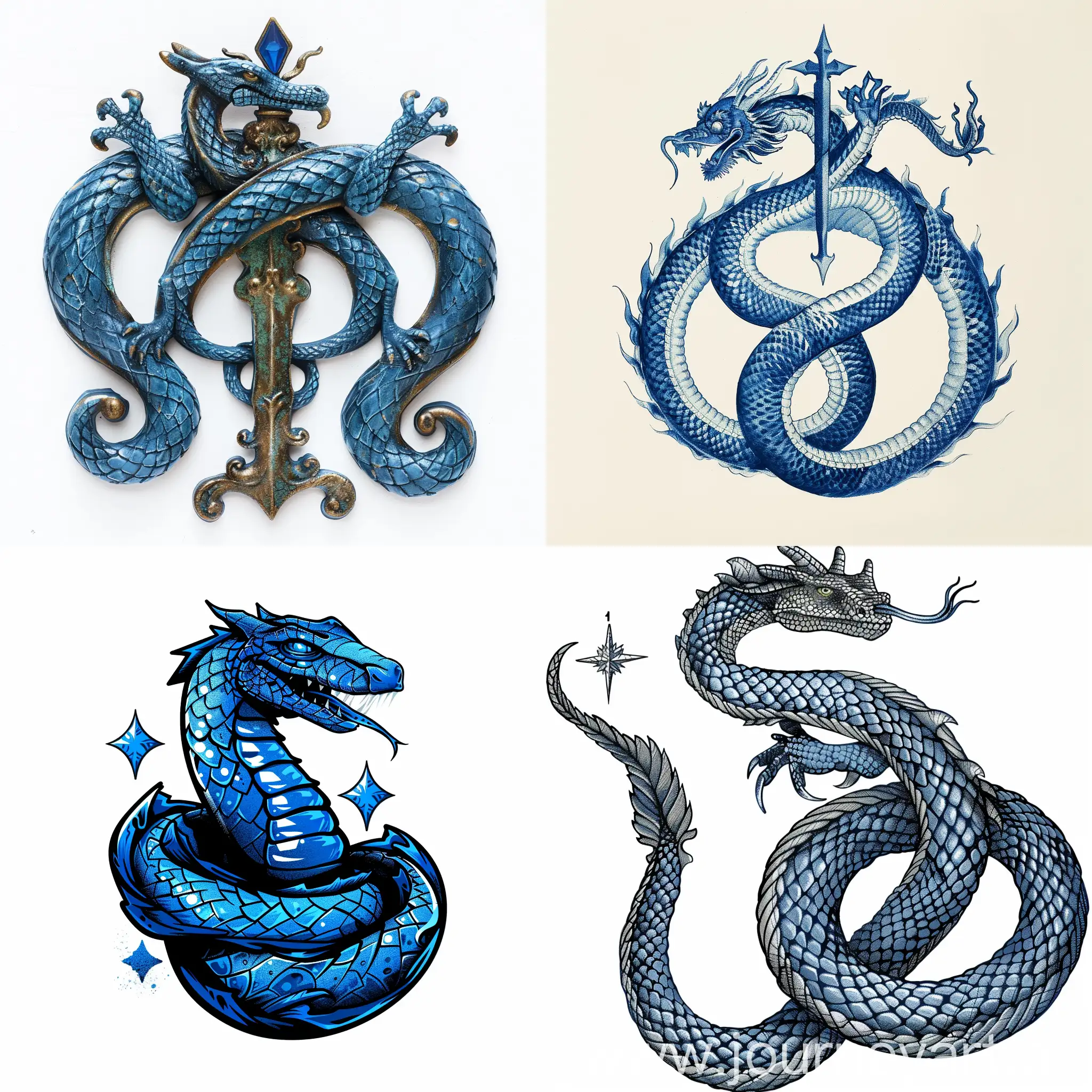 Minimalistic-Blue-Serpent-Coat-of-Arms-on-White-Background