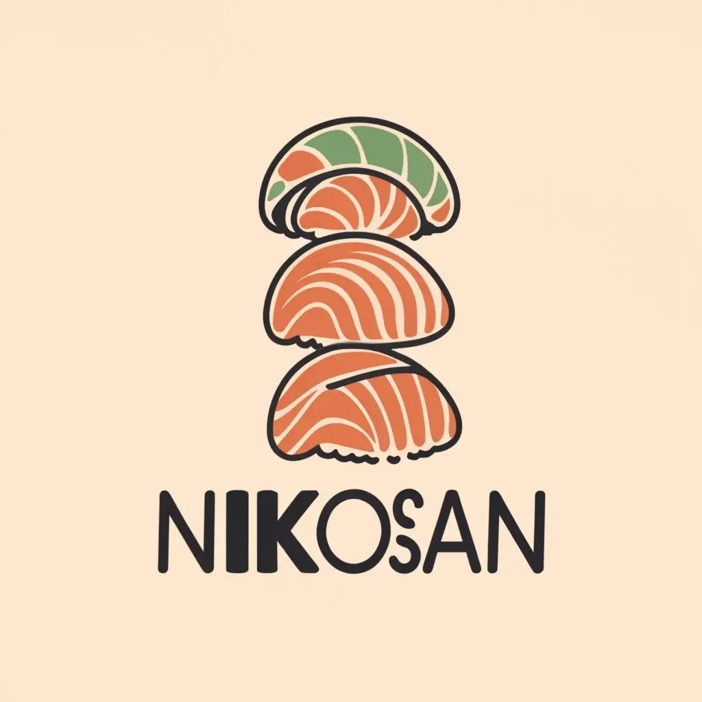 LOGO-Design-For-NikoSan-Sushi-Roll-Sticks-Emblem-for-Restaurant-Branding