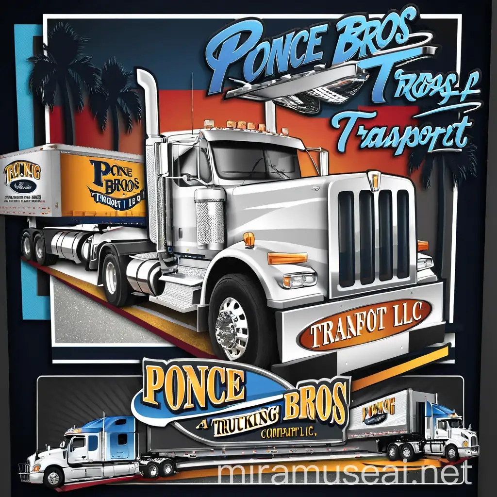 Ponce Bros Transport LLC Reliable Trucking Services Logo Design