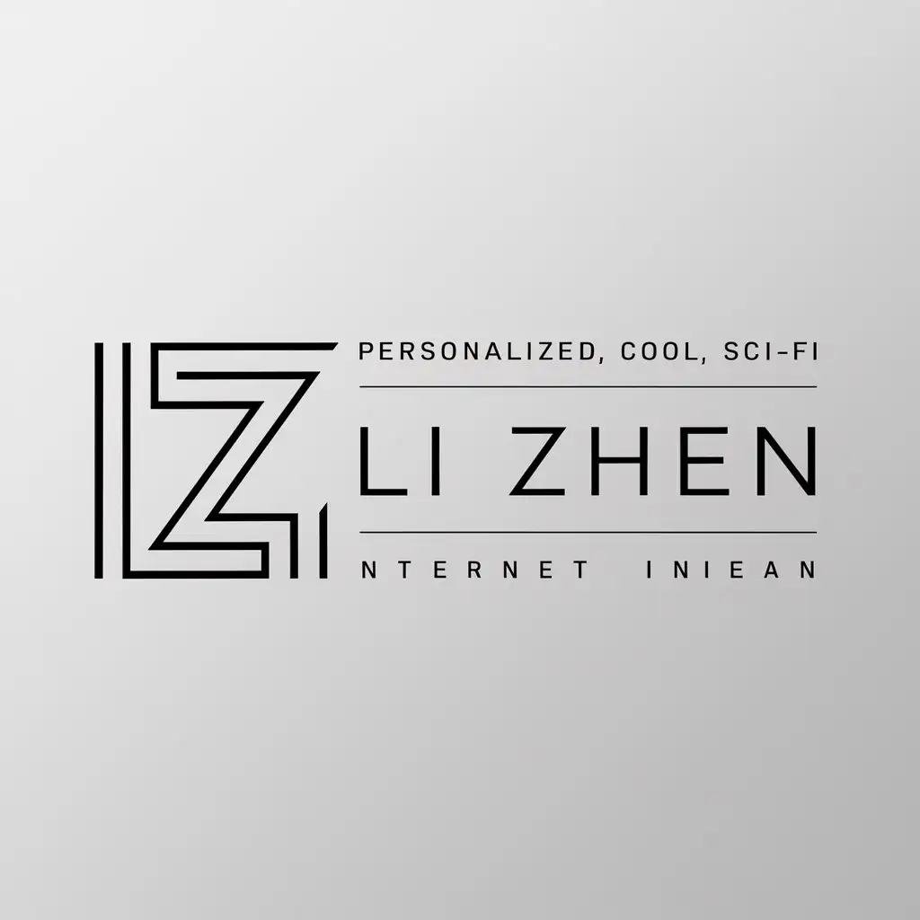 a logo design,with the text "personalized, cool, sci-fi", main symbol:Li Zhen,Minimalistic,be used in Internet industry,clear background