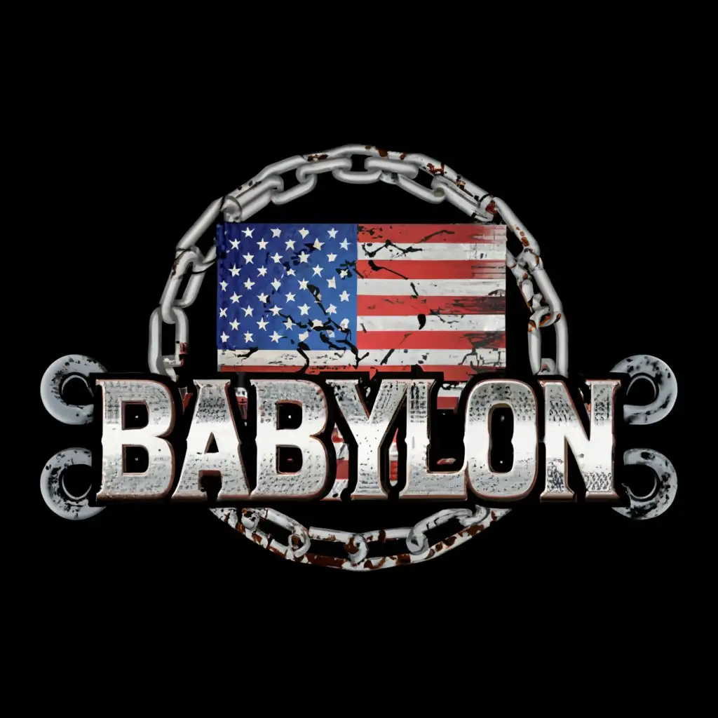 LOGO Design For Babylon American Flag and Iron Chains on a Clear ...