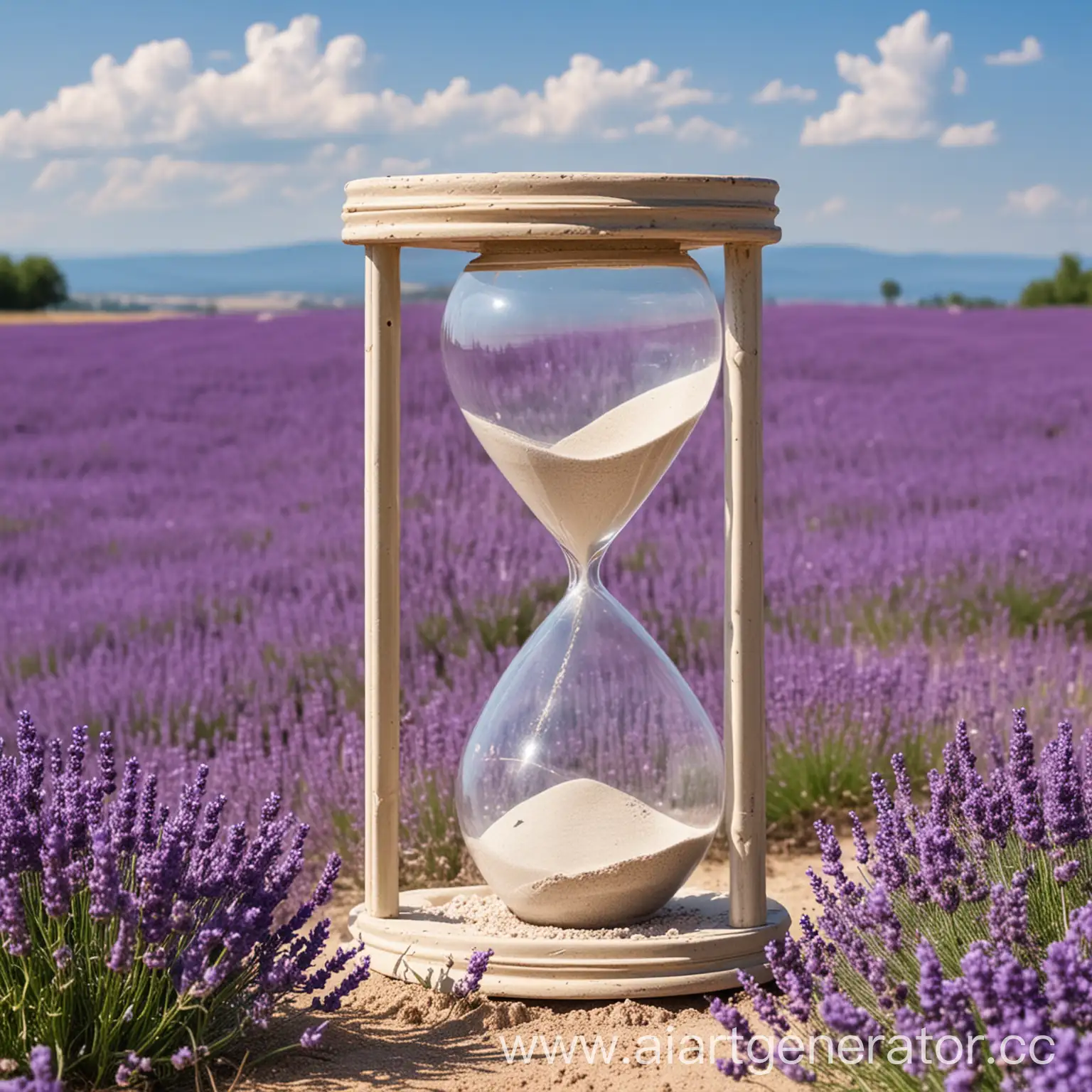 Large-Sandglass-with-White-Sand-on-Lavender-Field