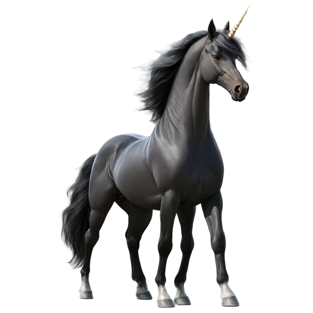 horse UNICORN  very realistic ultra hd, full body black