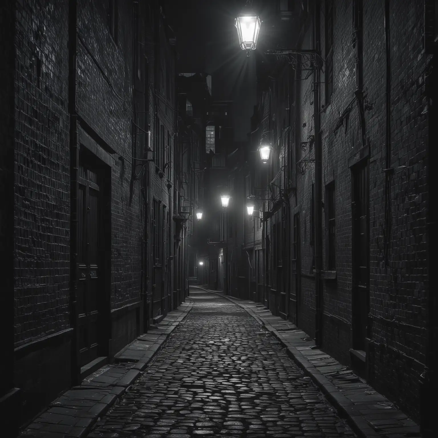 Mysterious Victorian Alleyway at Dusk with Hidden Street Beyond