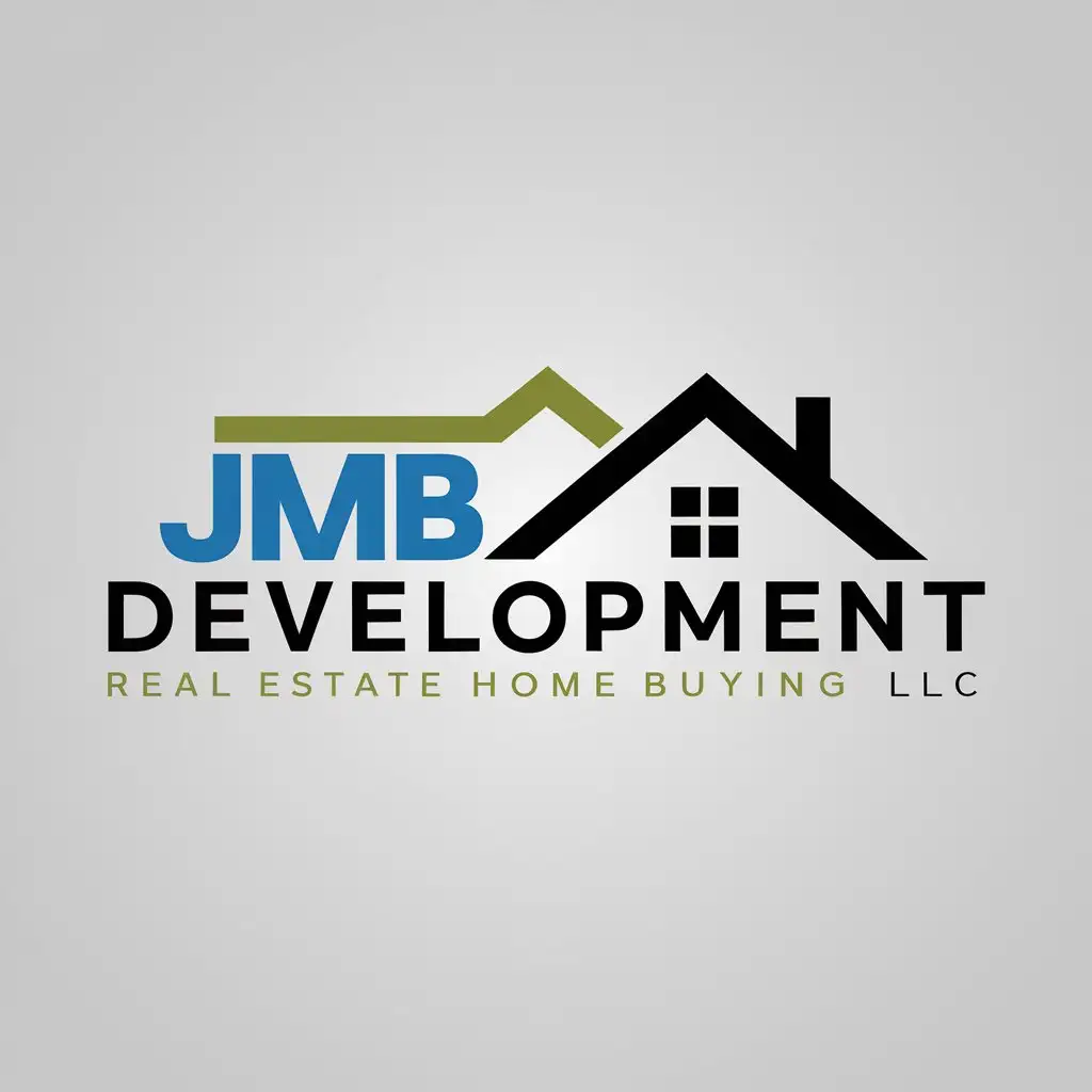 a logo design,with the text "JMB Development LLC", main symbol: JMB Development LLC Real Estate Home Buying Business Logo Requirements:
- Use a color scheme involving blue, green, or black, but open to other professional colors.
- Stand out and be easily recognizable.
- Convey professionalism and trustworthiness.,Minimalistic,be used in Real Estate industry,clear background