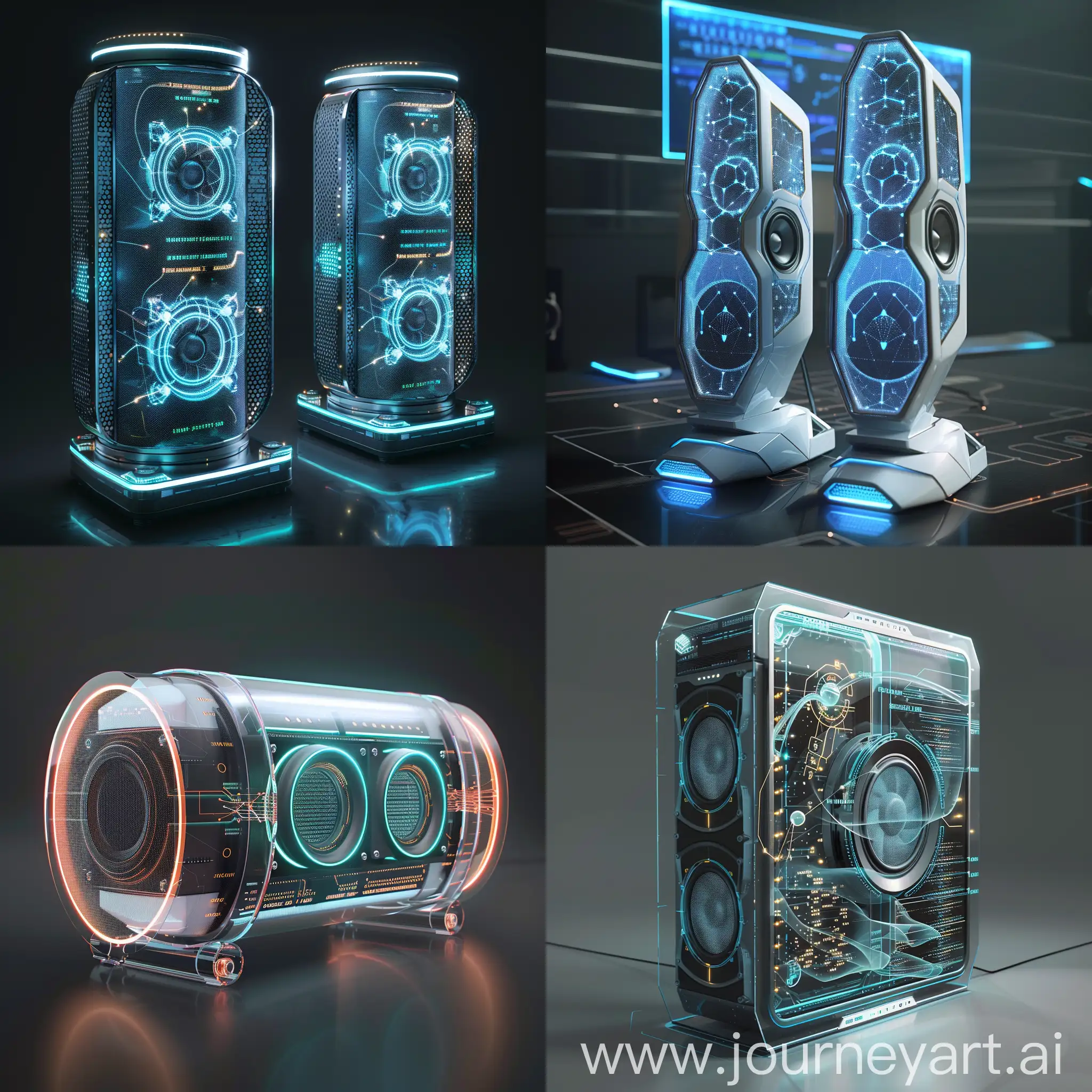 Futuristic-PC-Speakers-with-AI-Integration-and-Holographic-Projection