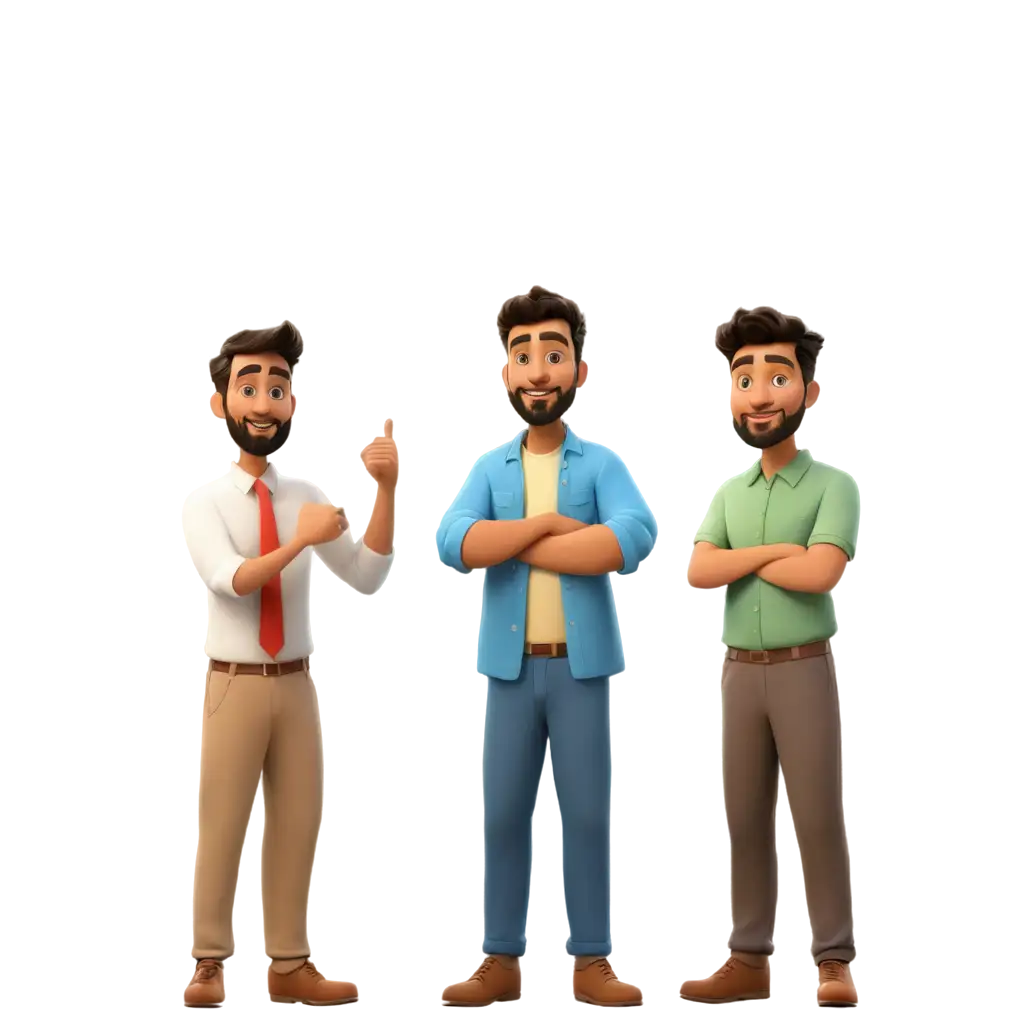 A cartoon style Dad with multiple poses and a transparent background
