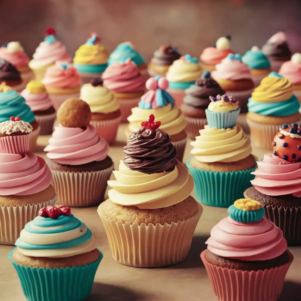 Colorful-Cupcakes-Arranged-for-Presentation-Background