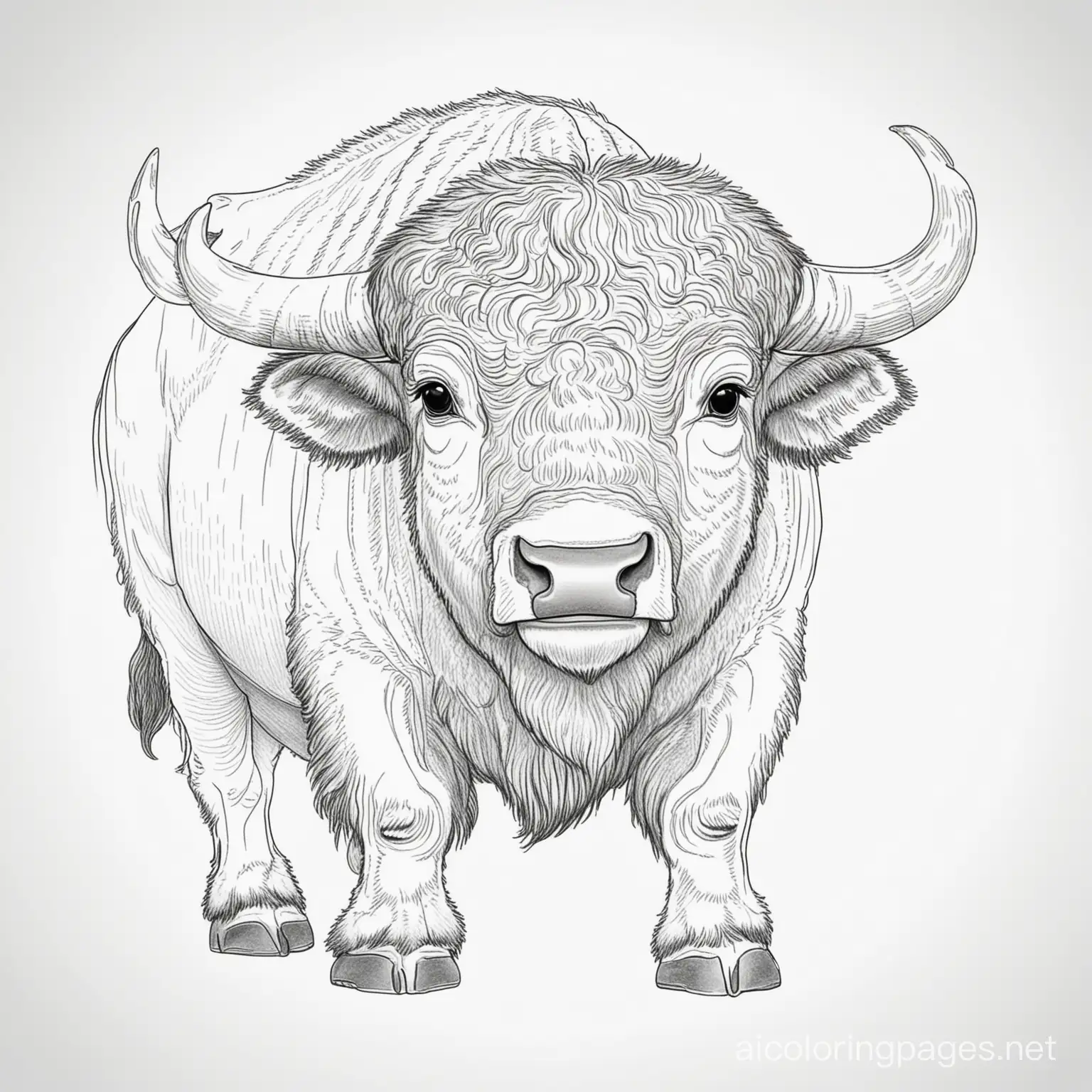 Buffalo-Coloring-Page-for-Kids-Simple-Line-Art-on-White-Background