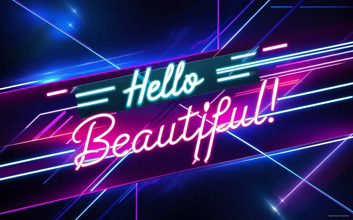 hd wallpaper for pc in neon style with neon text 'hello beautiful!'