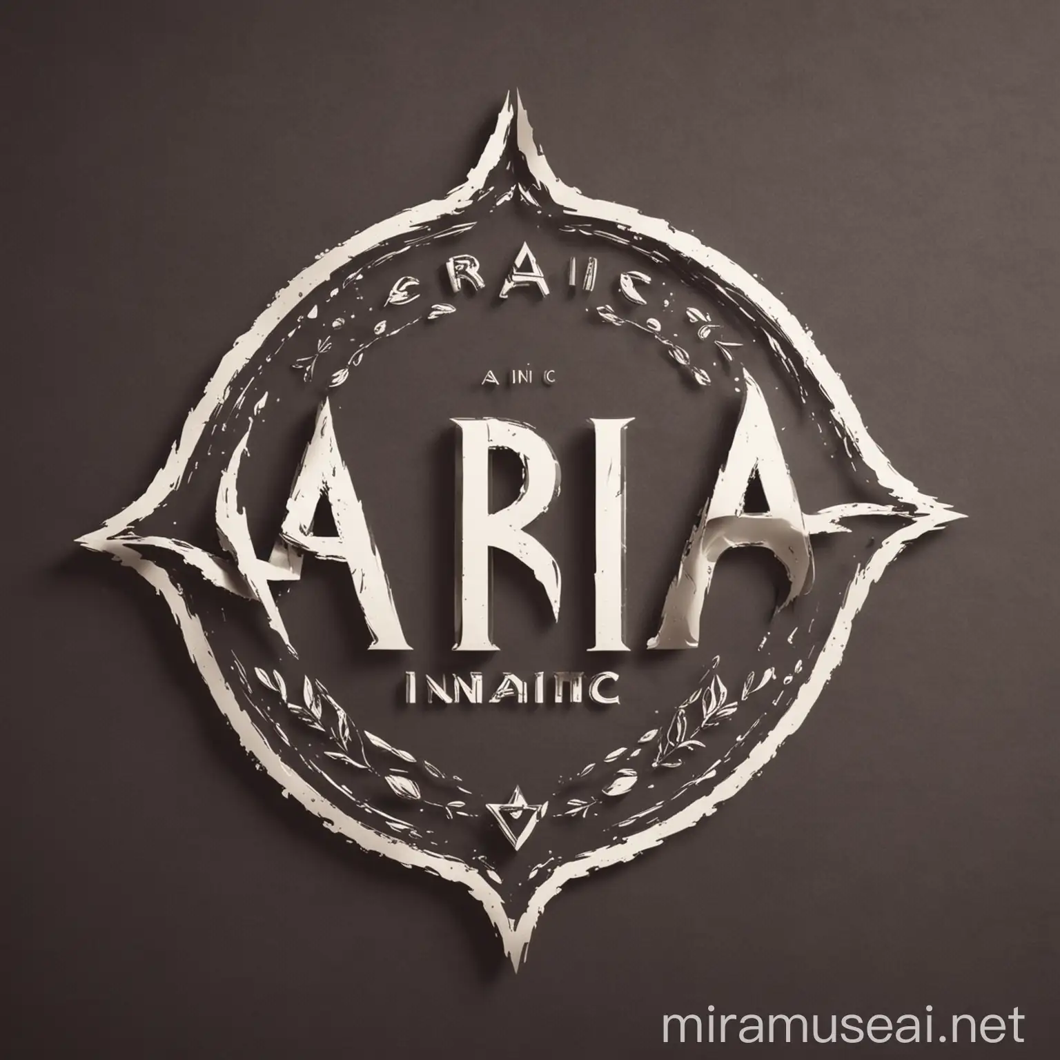Сгенерируй логотип для компании с названием ARIA Inc надпись по центру 