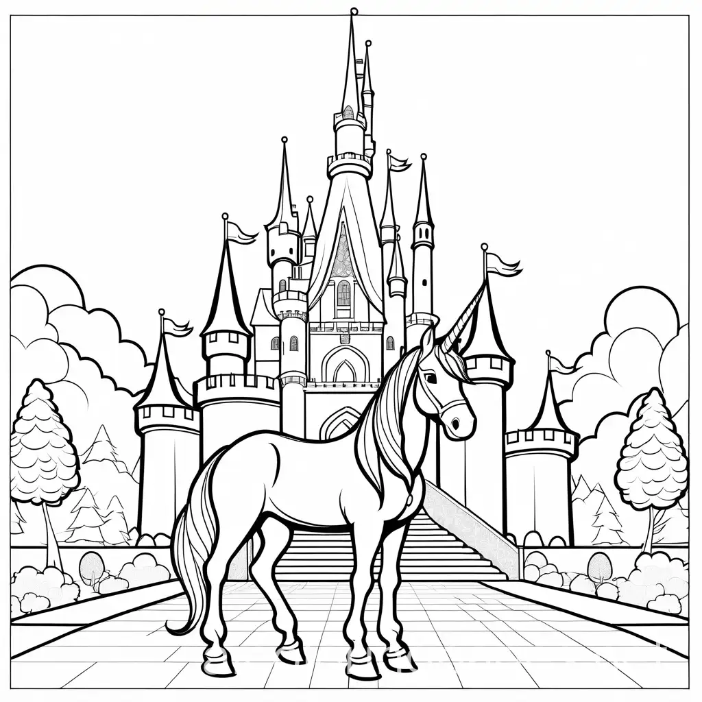 Princess-Unicorn-Coloring-Page-with-Castle-Background