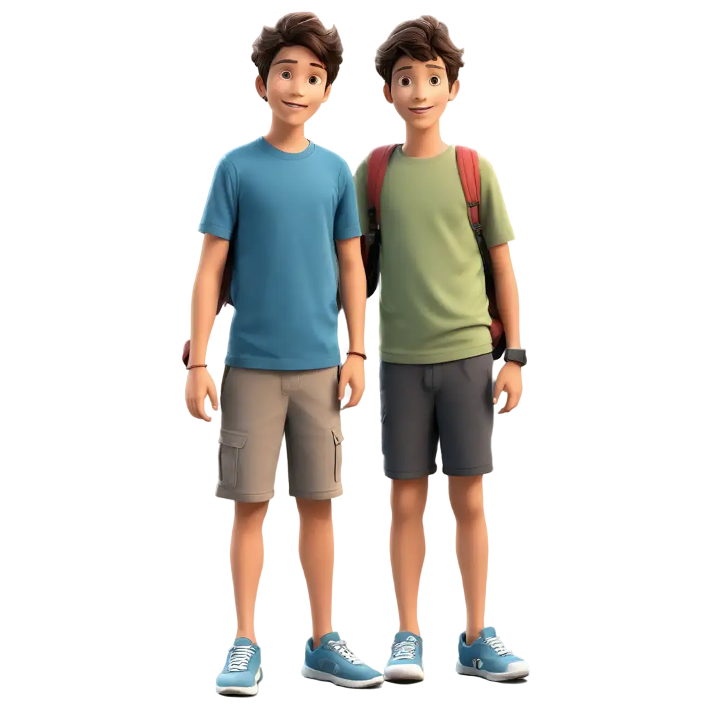 two boys standing cartoon