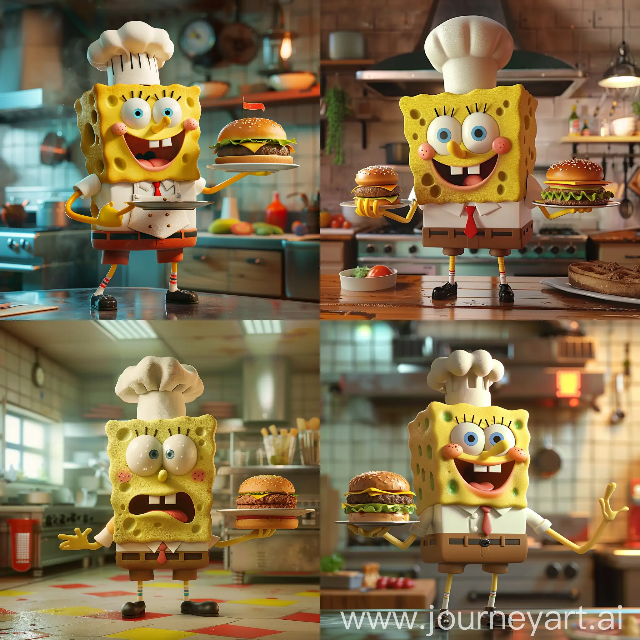 SpongeBob-Chef-Holding-Burger-Plate-in-Cartoon-Kitchen-Scene