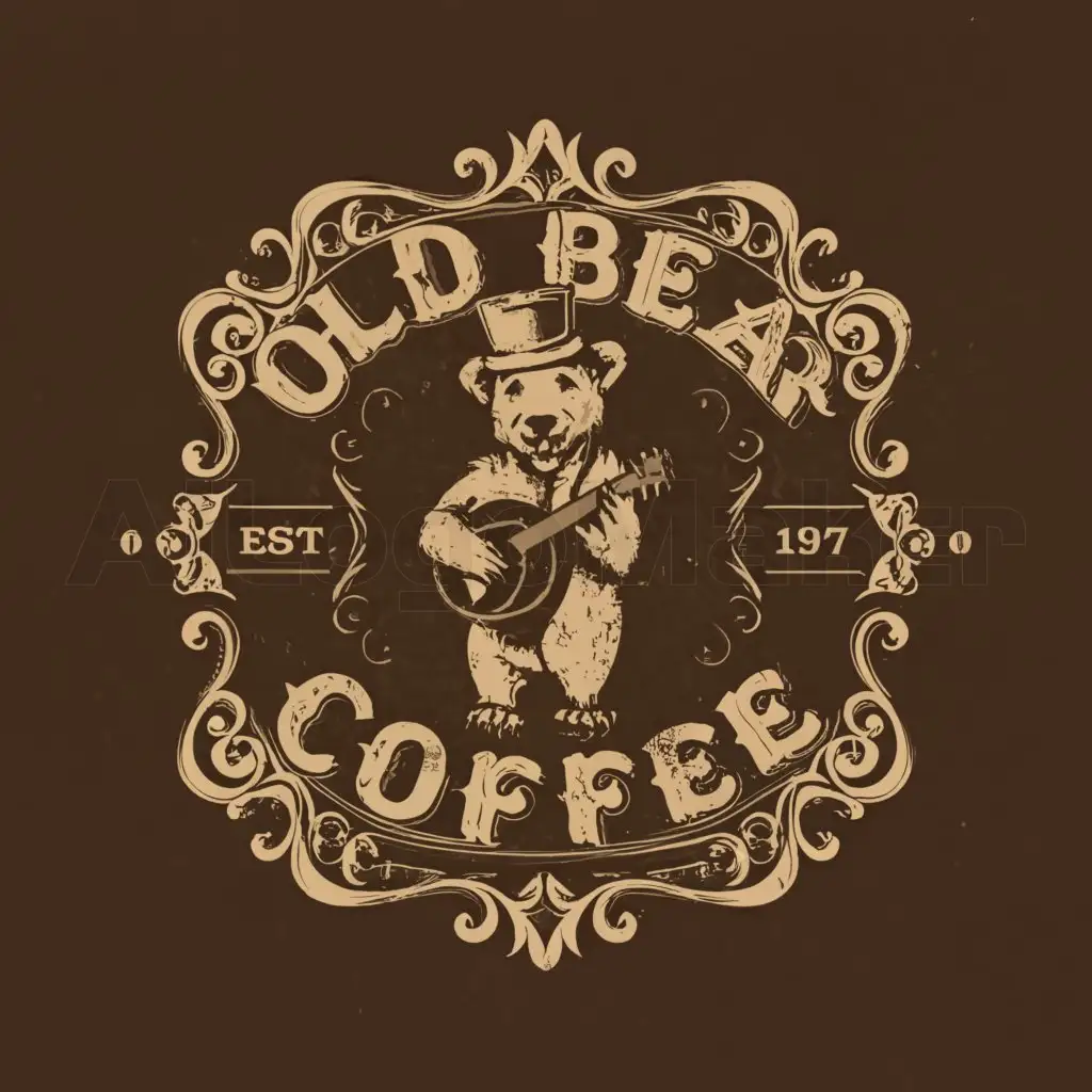 LOGO-Design-for-Old-Bear-Coffee-Playful-Bear-with-Musical-Instrument-on-a-Clear-Background