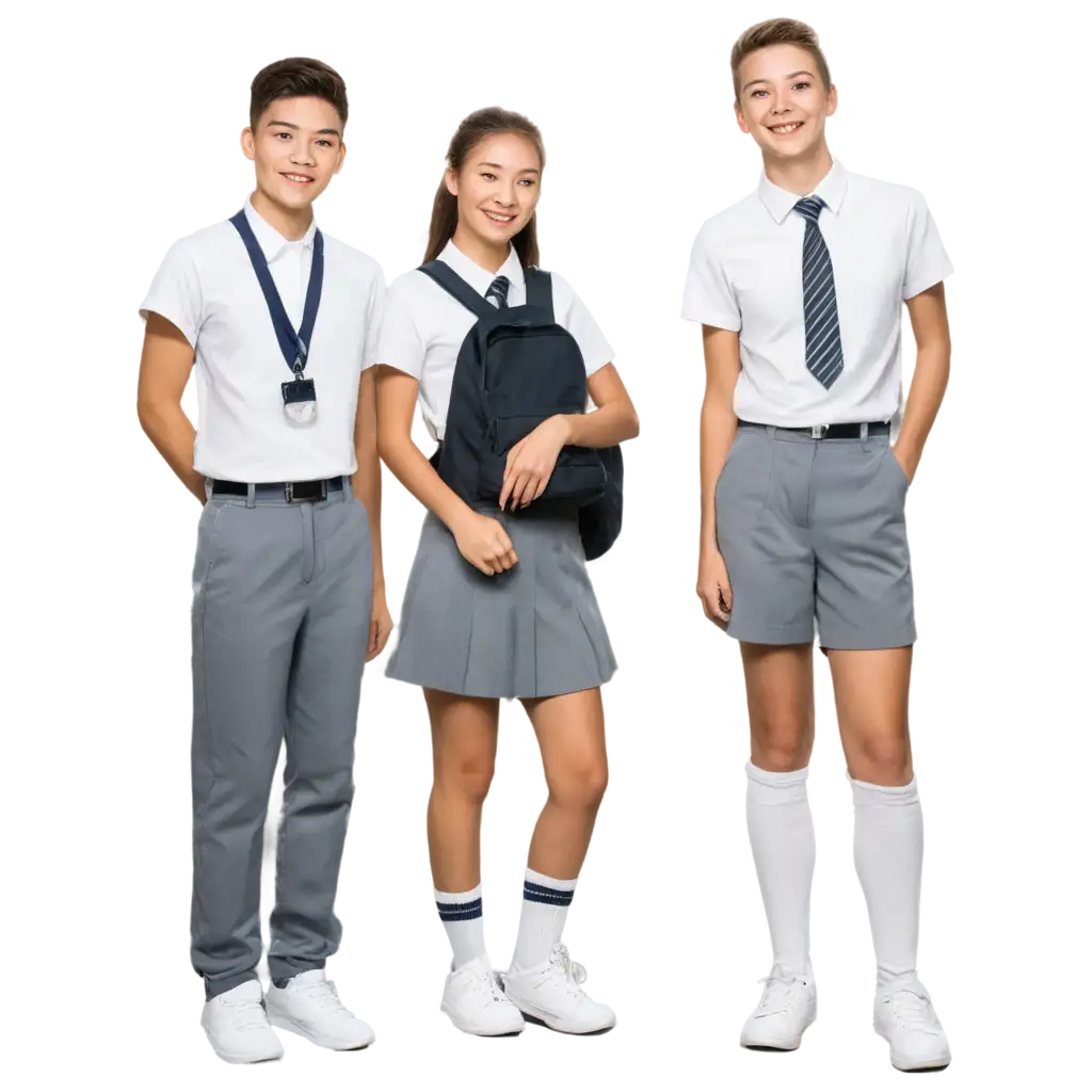high school students wear white and grey uniforms